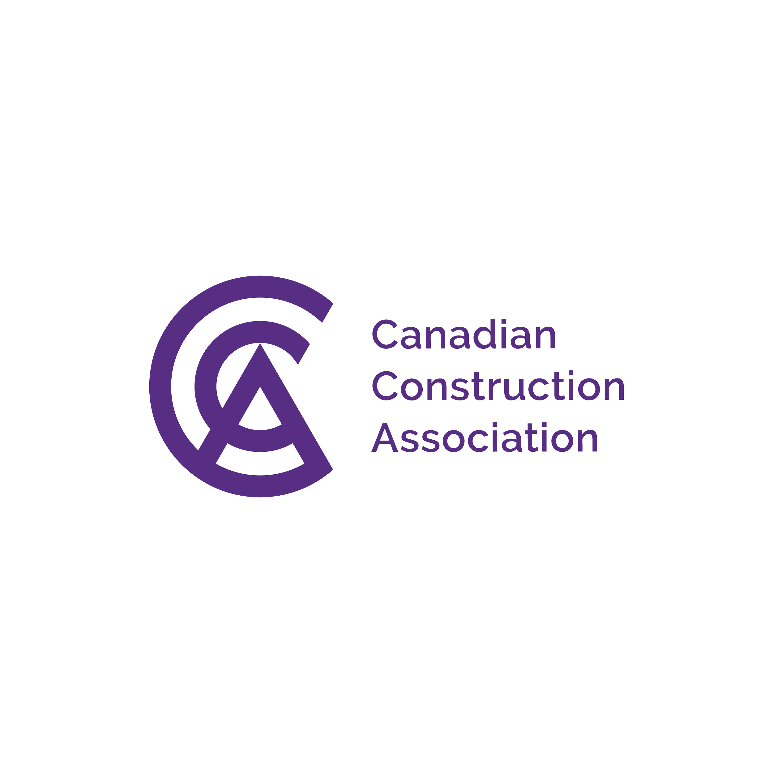 Logo of the Canadian Construction Association with a purple stylized 'CCA' and the text 'Canadian Construction Association' beside it on a black background.