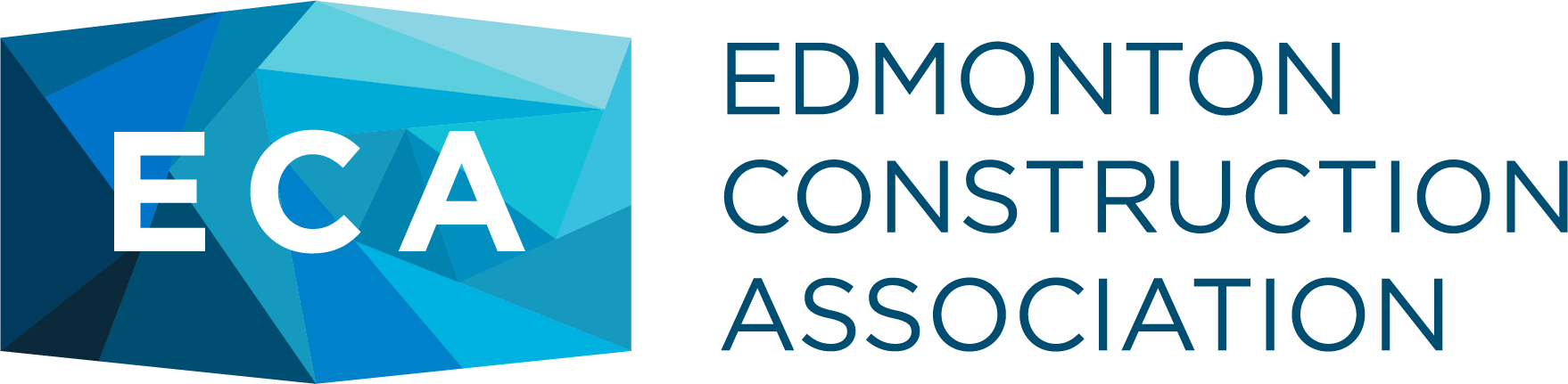 Logo of Edmonton Construction Association with blue geometric design and the acronym ECA