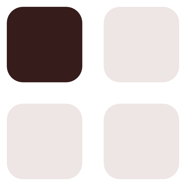 Four rounded squares arranged in a 2x2 grid, with the top left square blue, the top right and bottom right squares white, and the bottom left square light gray.