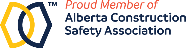 Logo of Alberta Construction Safety Association with a hexagonal symbol and the text 'Proud Member of Alberta Construction Safety Association'.