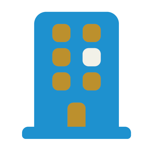 A minimalist graphic of a puzzle piece with four parts, three in blue and one in white.