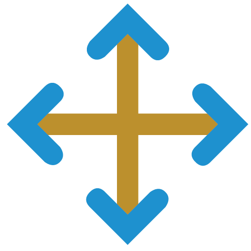 Four square shapes arranged in a grid, with two blue squares on top and two white squares on the bottom.