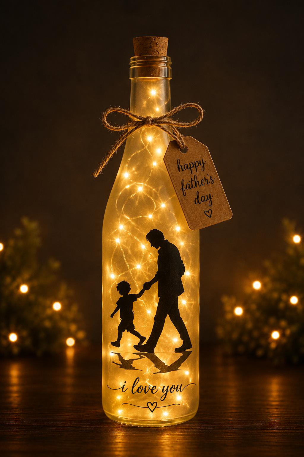 Father's day light of glass bottle.