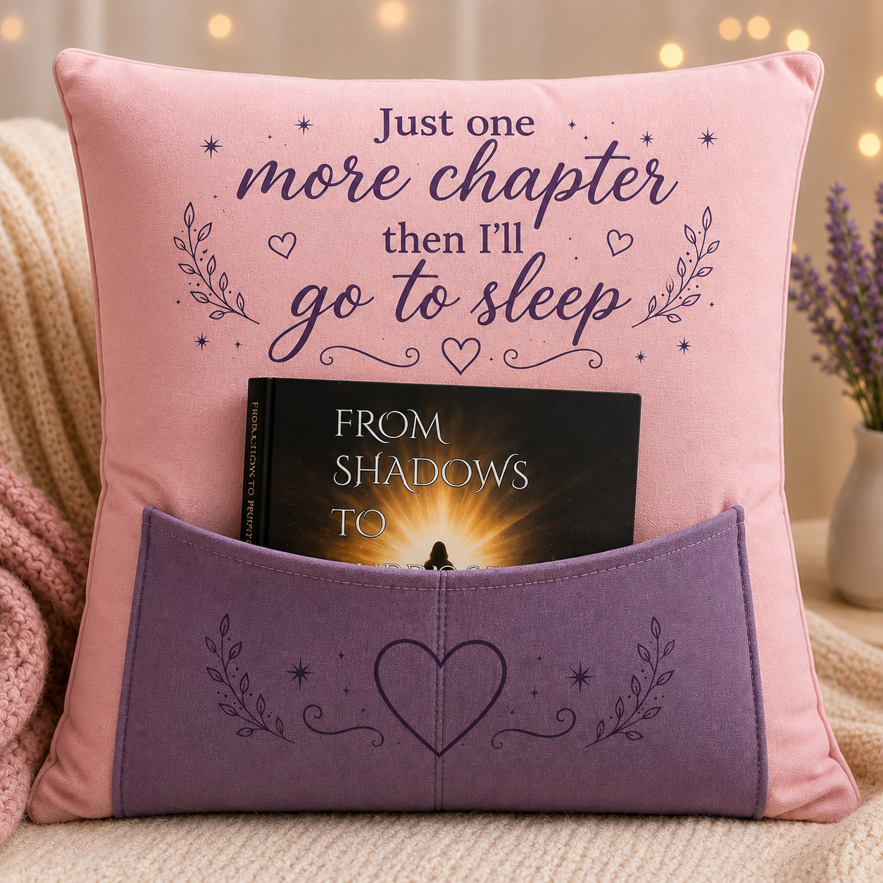 pillow with book pouch