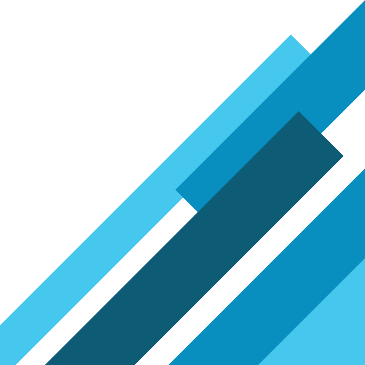 Abstract geometric design with diagonal blue and dark blue bars on a black background.