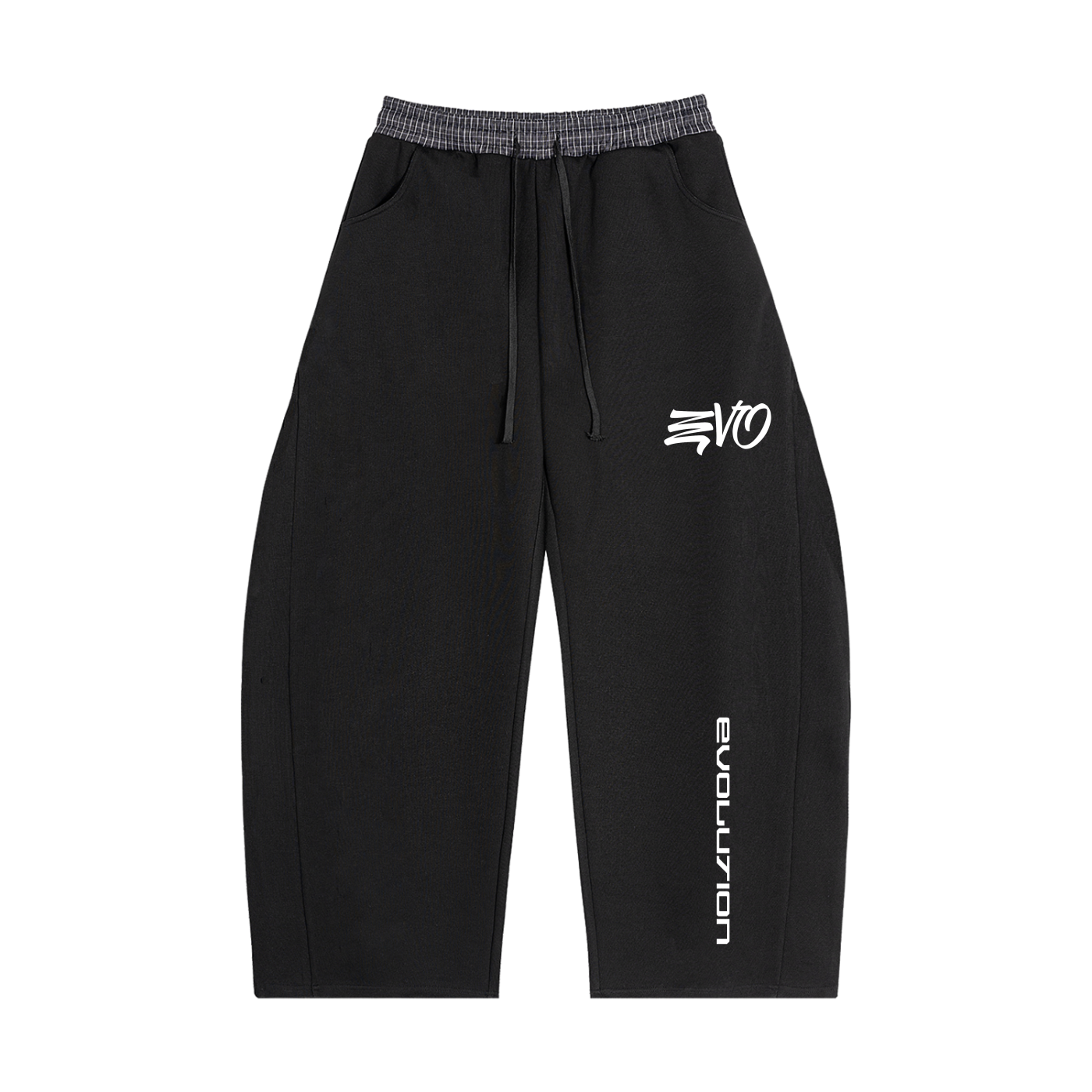 E.V.O Plaid Waistband Barrel Sweatpants