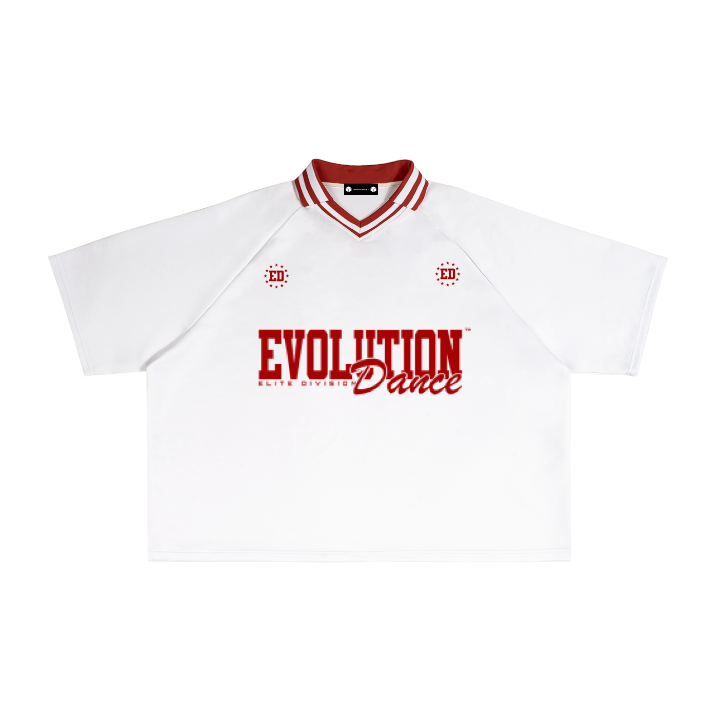 E.V.O RED Contrast Lapel Collar Boxy T-Shirt