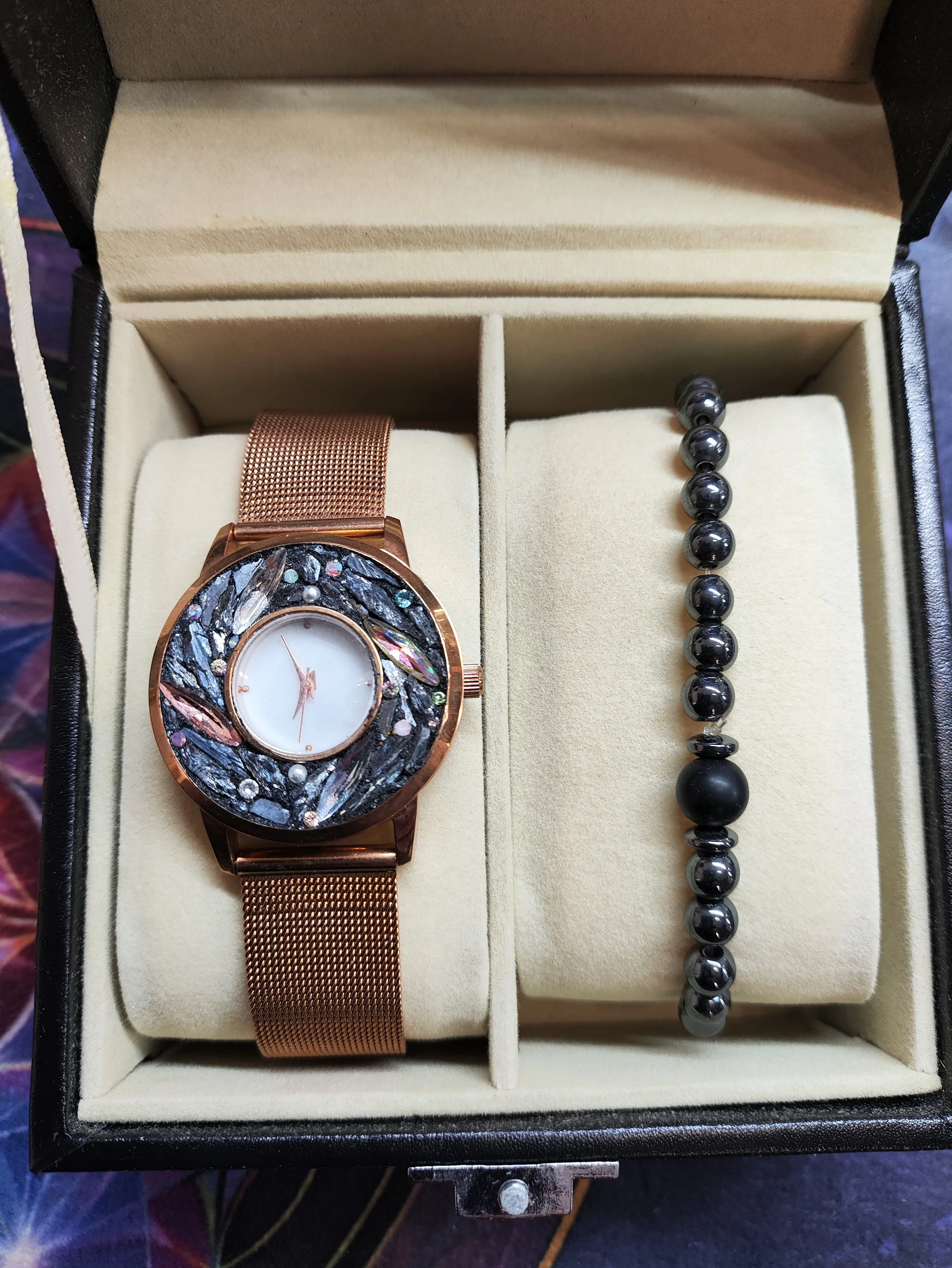 Montre de creatrice mosaique plaqué or rose18k
