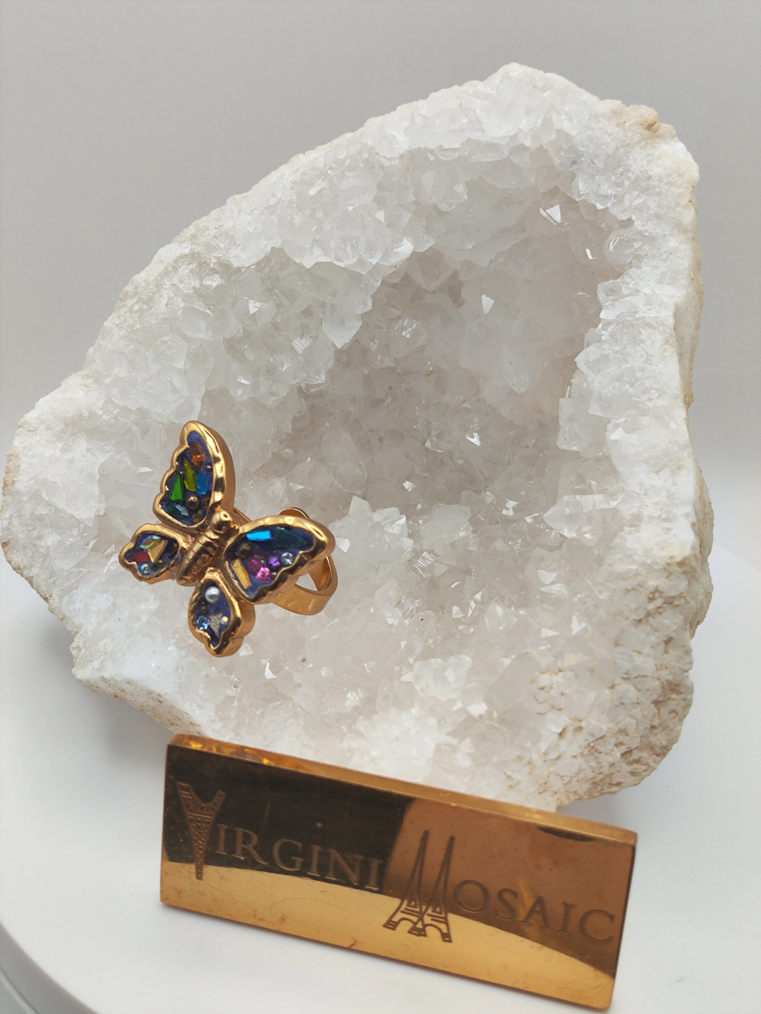 Bague papillon mosaique or 18k plaqué