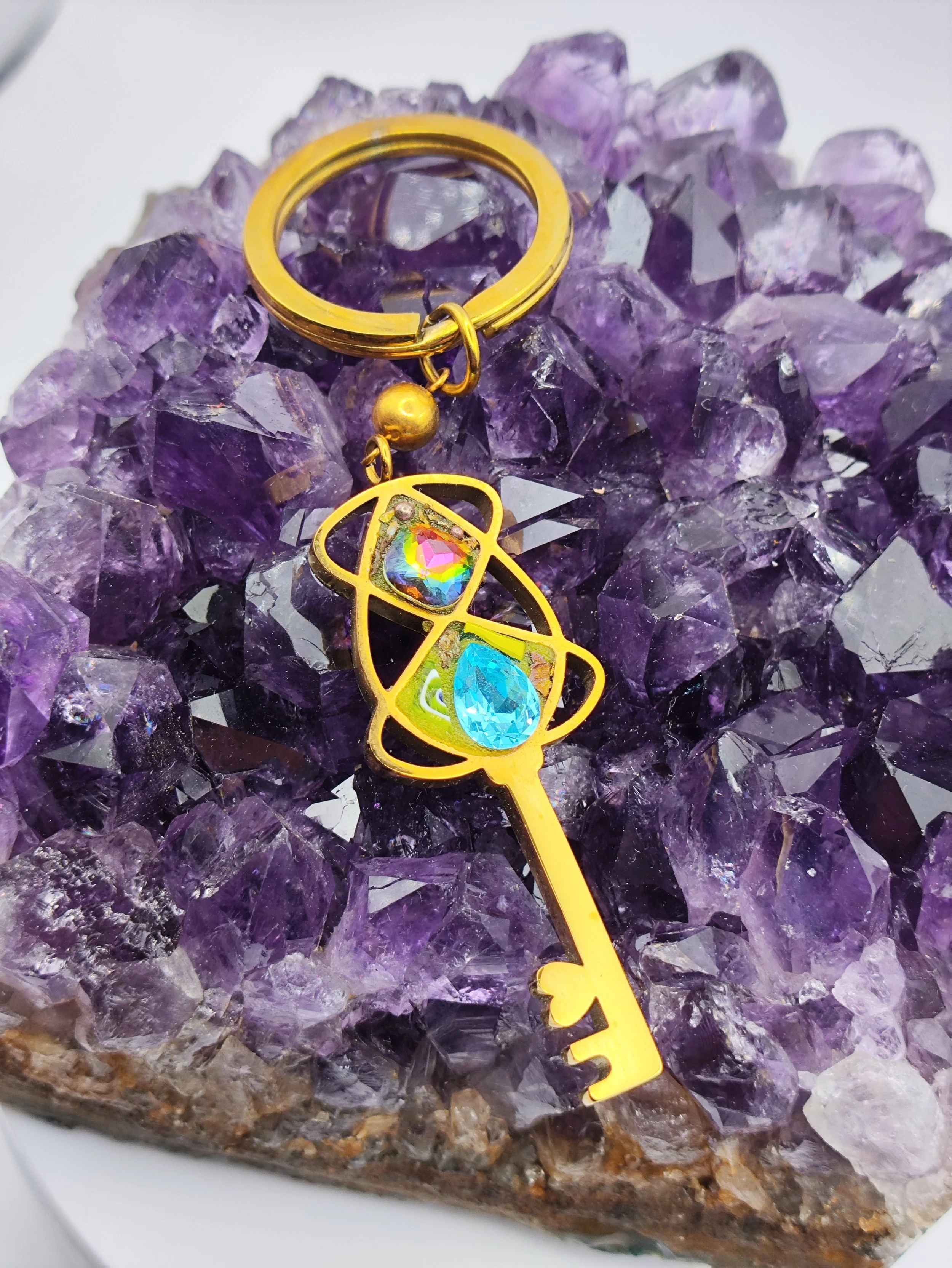 Porte clés serrure coeur or plaqué 18k
