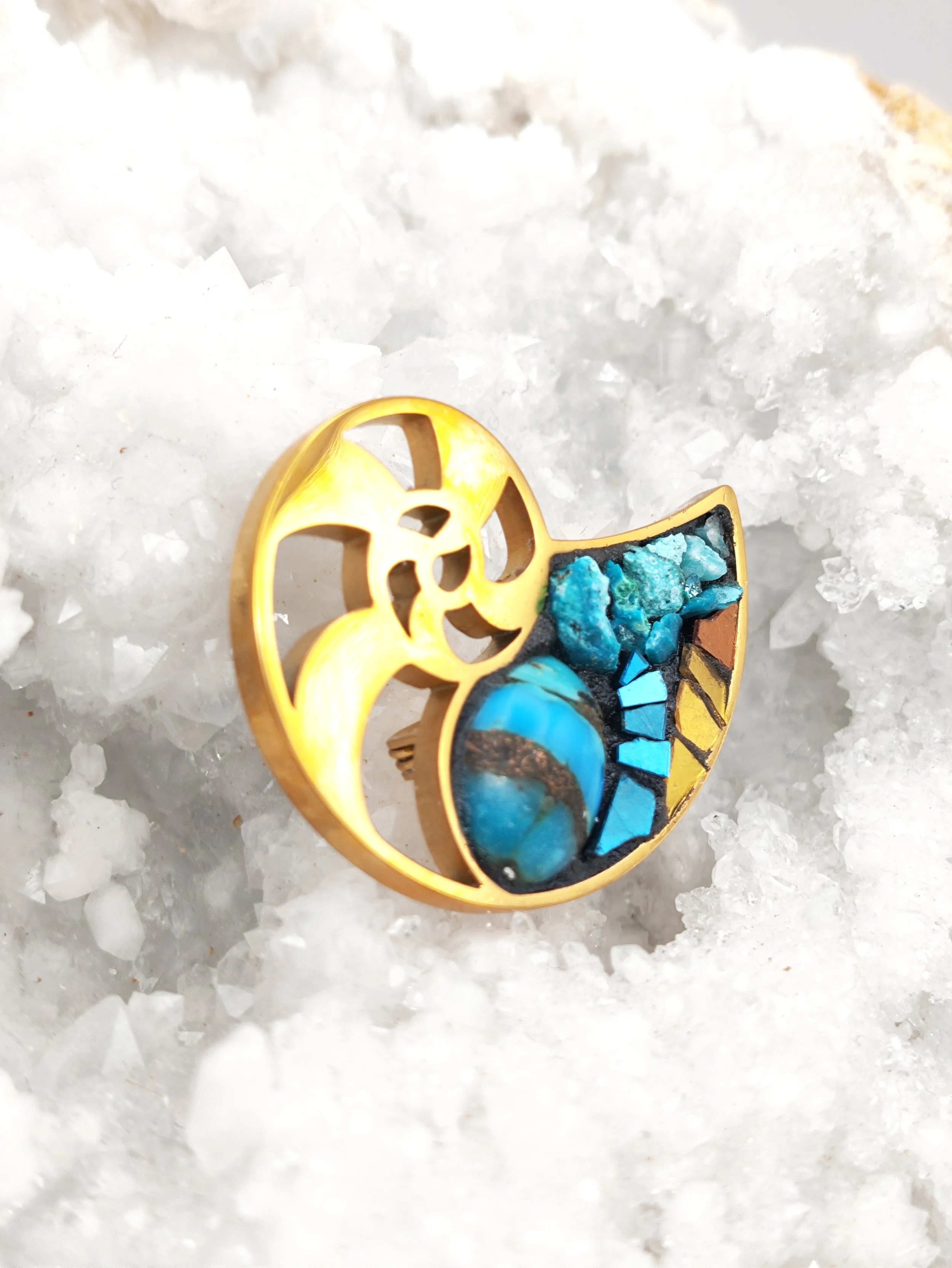 Broche Fibonacci or  plaqué 18k