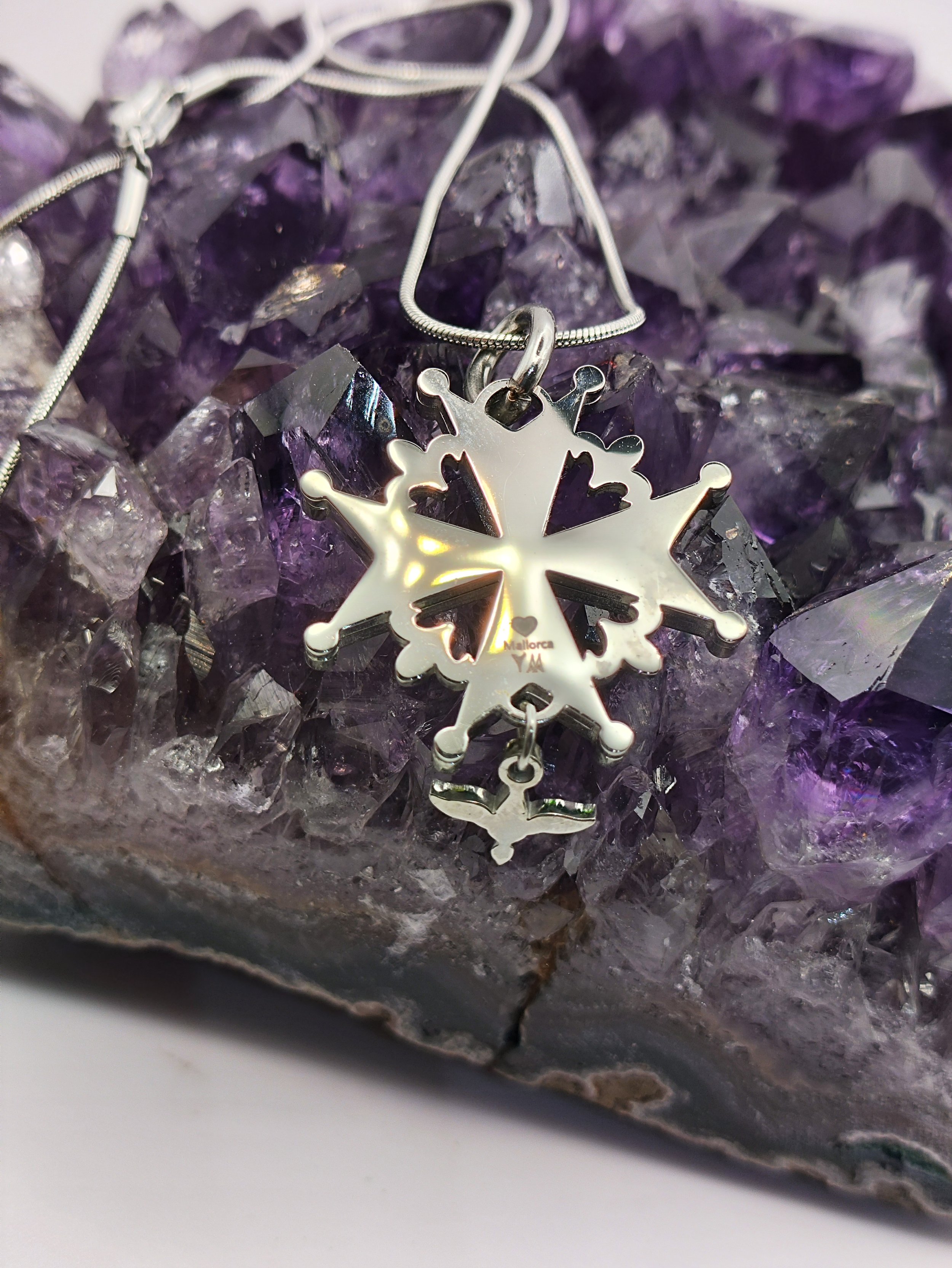 Pendentif croix protestante colombe paix