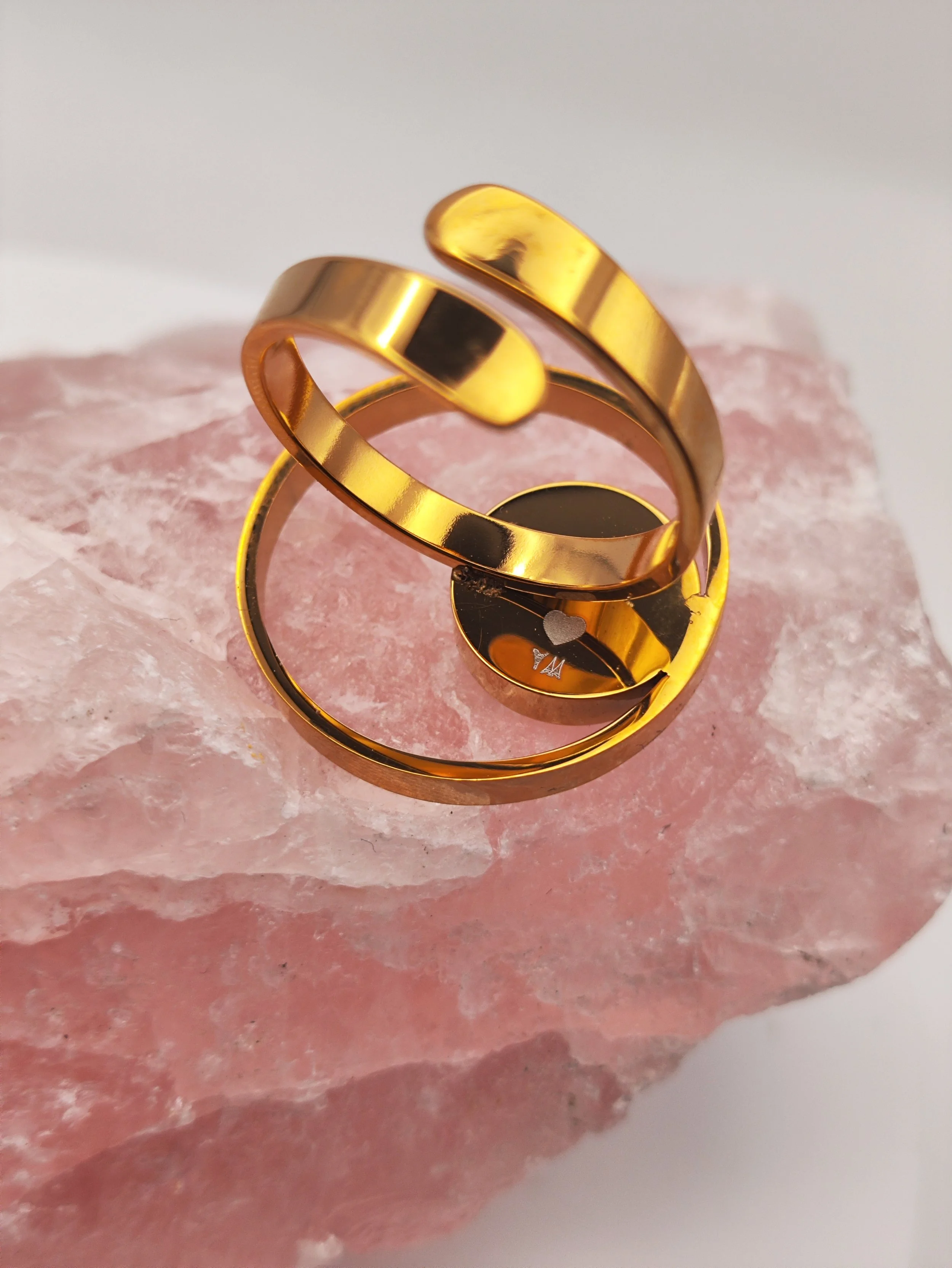 Double cercle pour reveiller la creativité, bague or  plaqué 18k