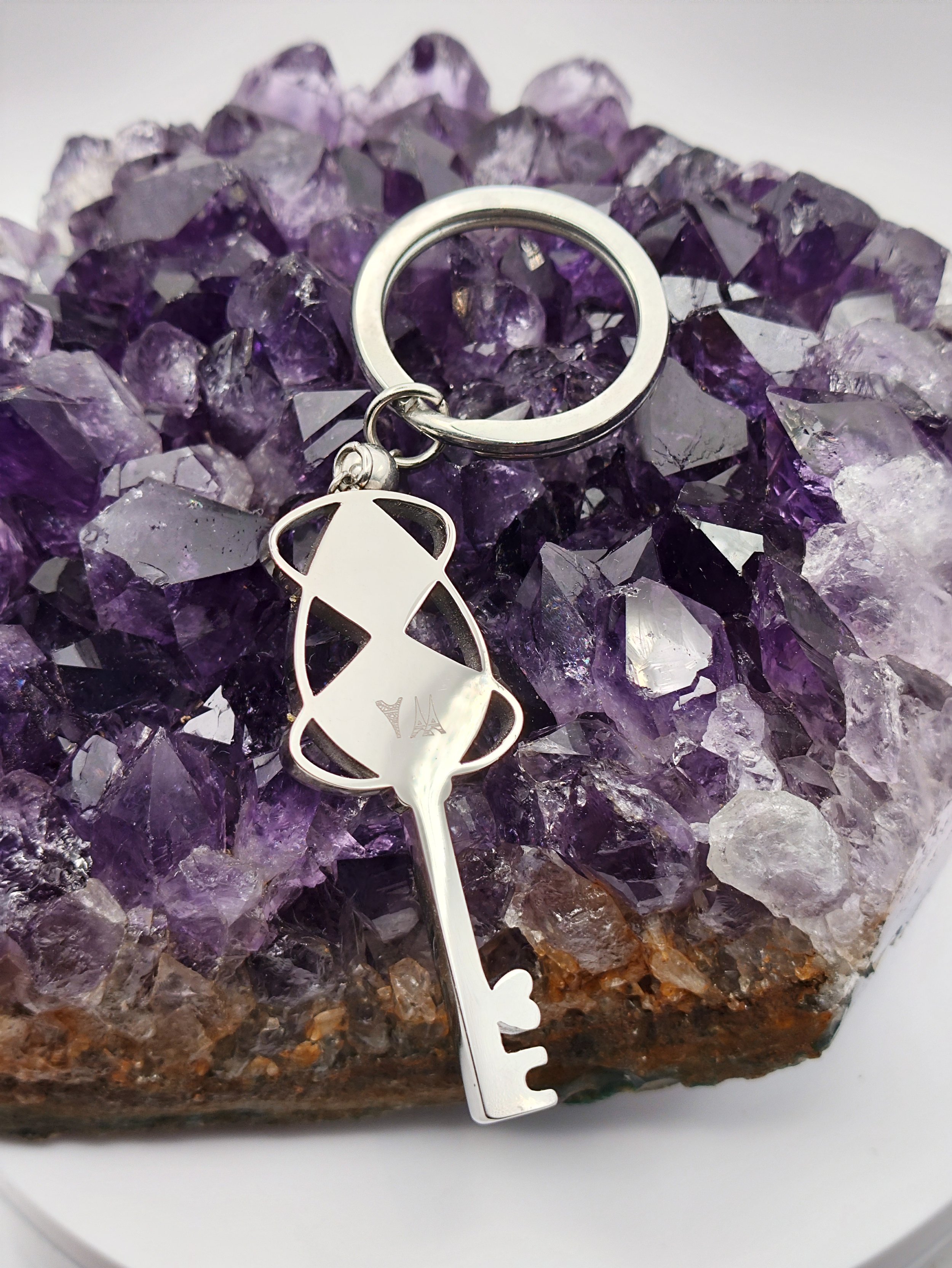 Porte clés serrure coeur rhodium