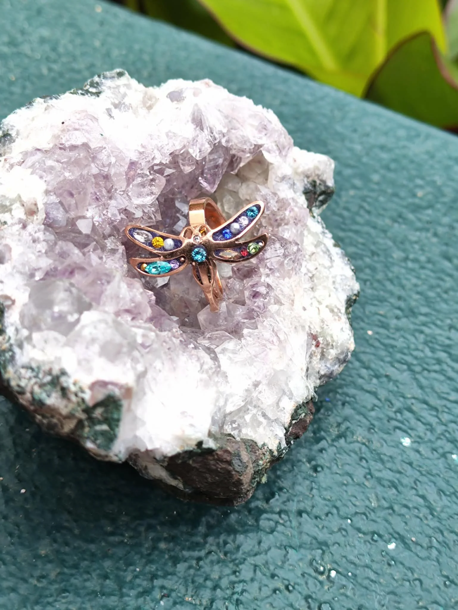 Bague ajustable et boucles d oreilles Libellule