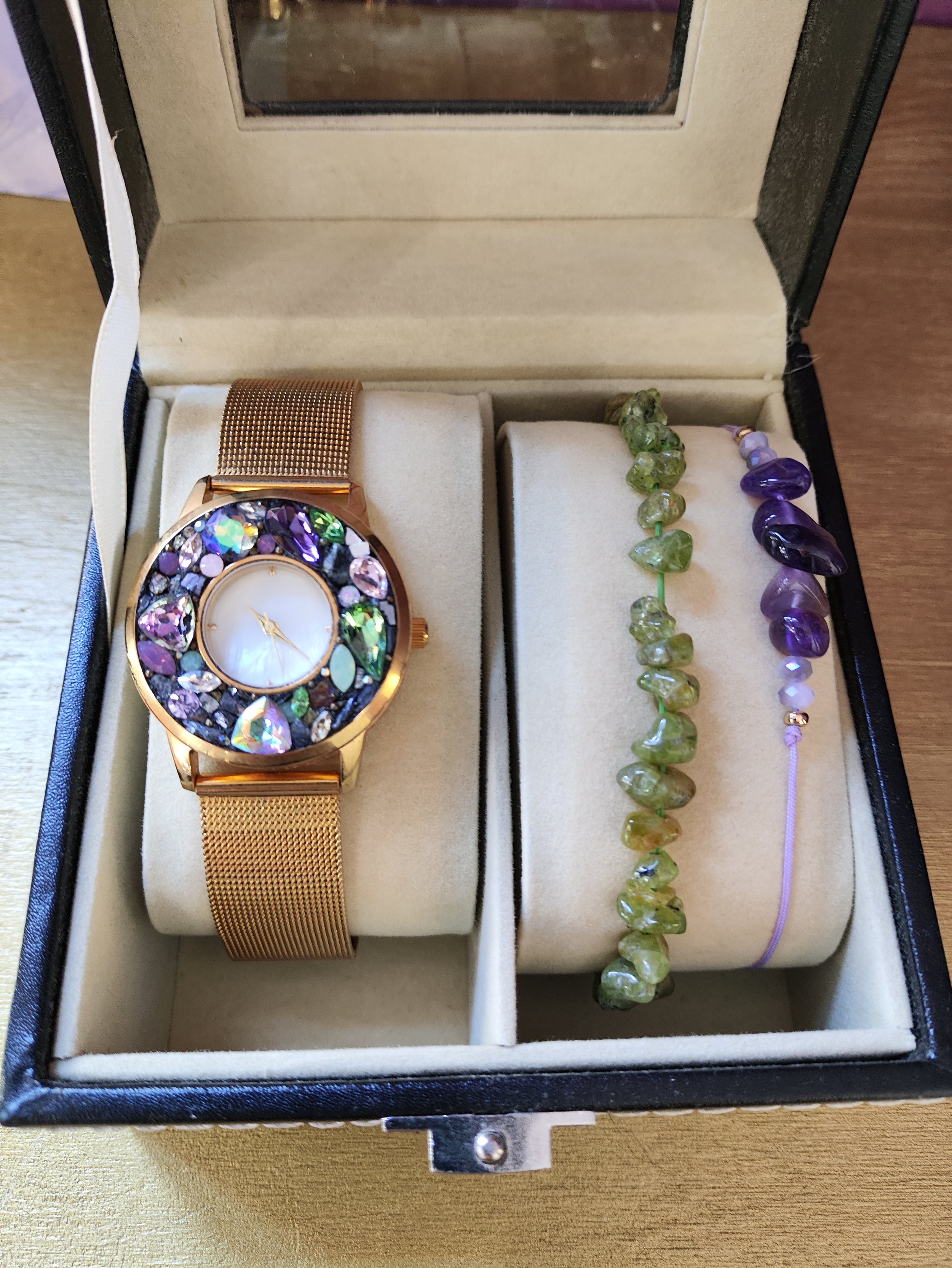 Montre de creatrice mosaique 18 k plaqué