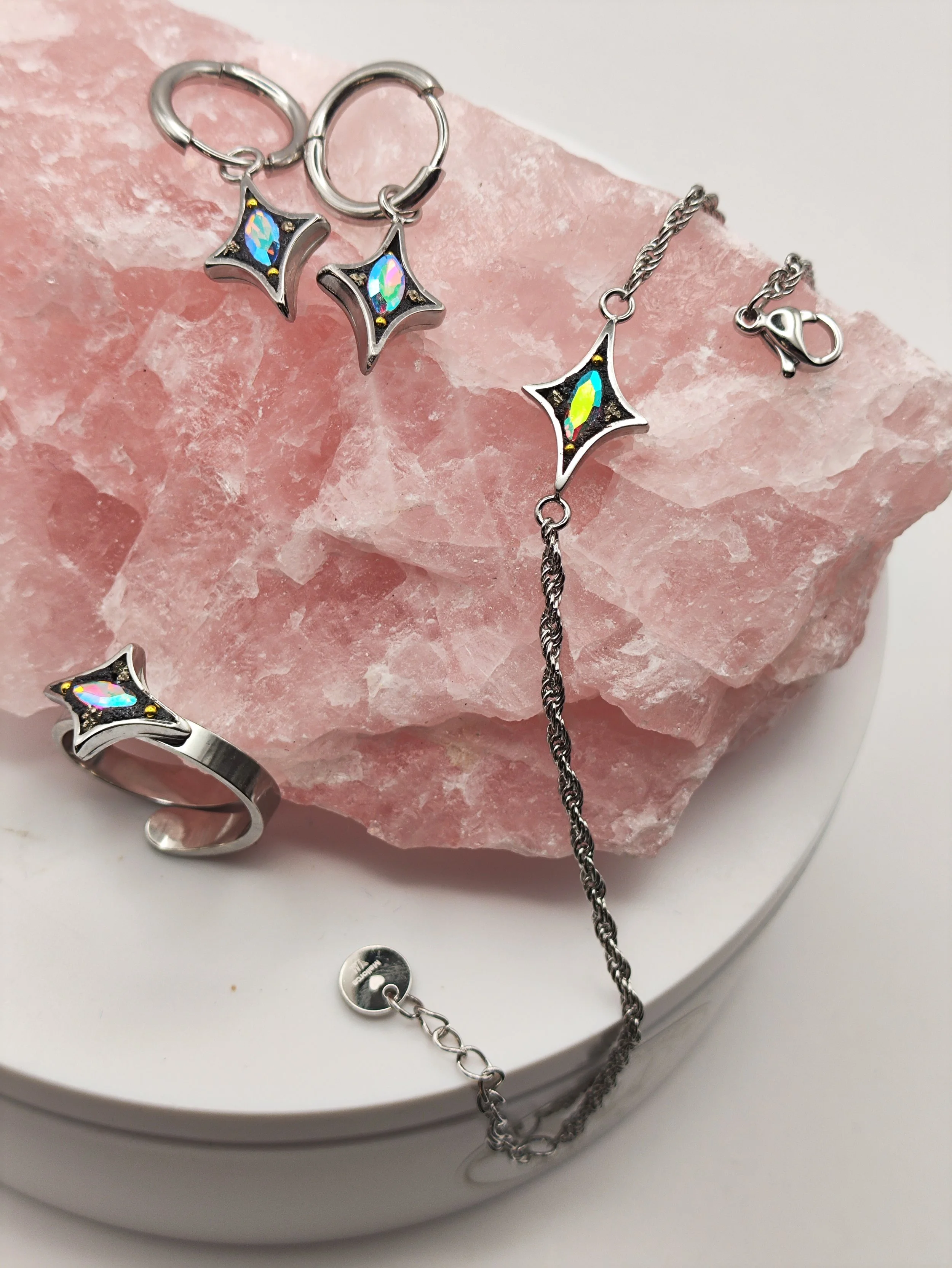 Etoile de protection collection rhodium et cristal
