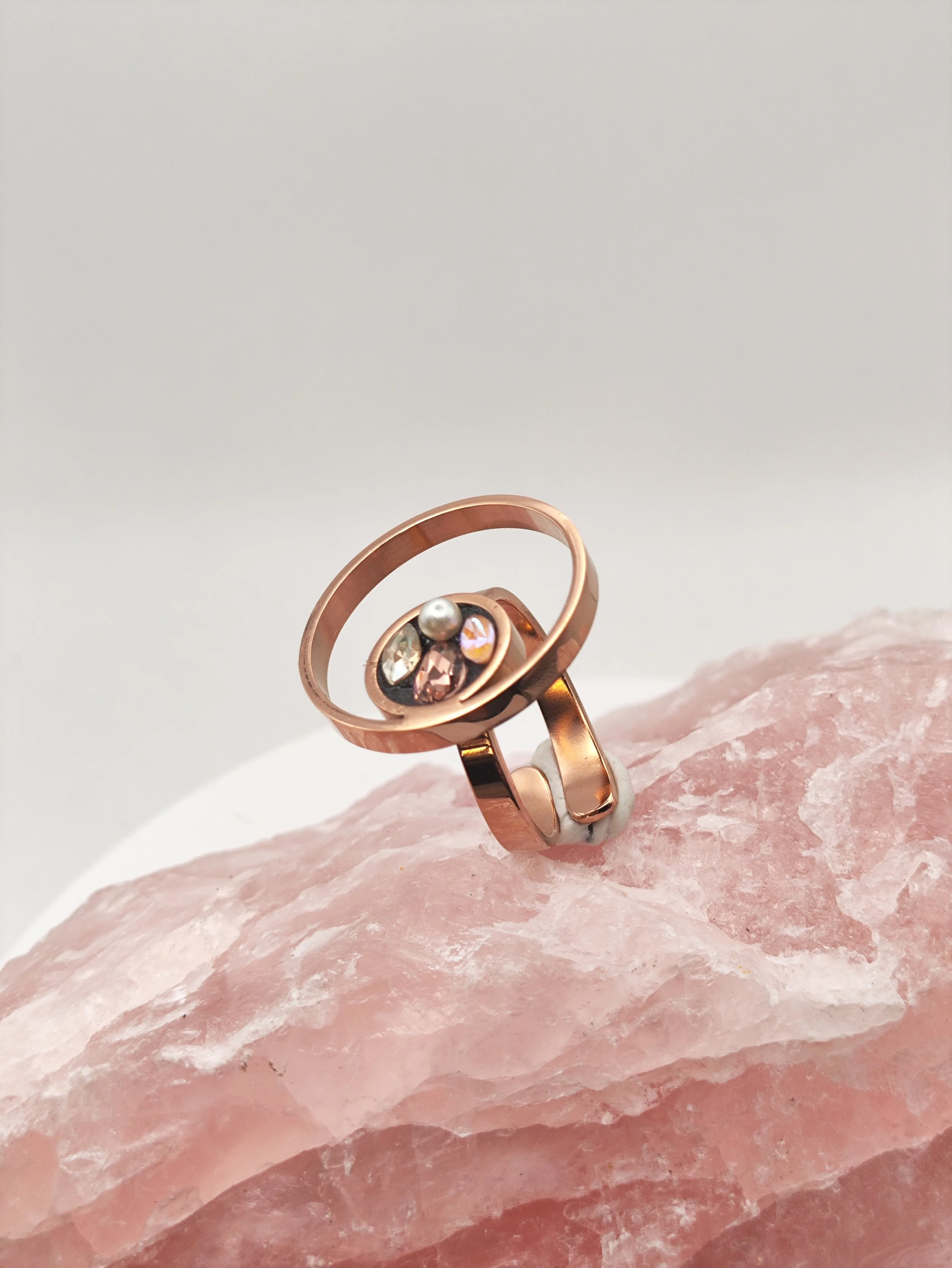 Double cercle pour reveiller la creativité, bague or rose plaqué 18k,