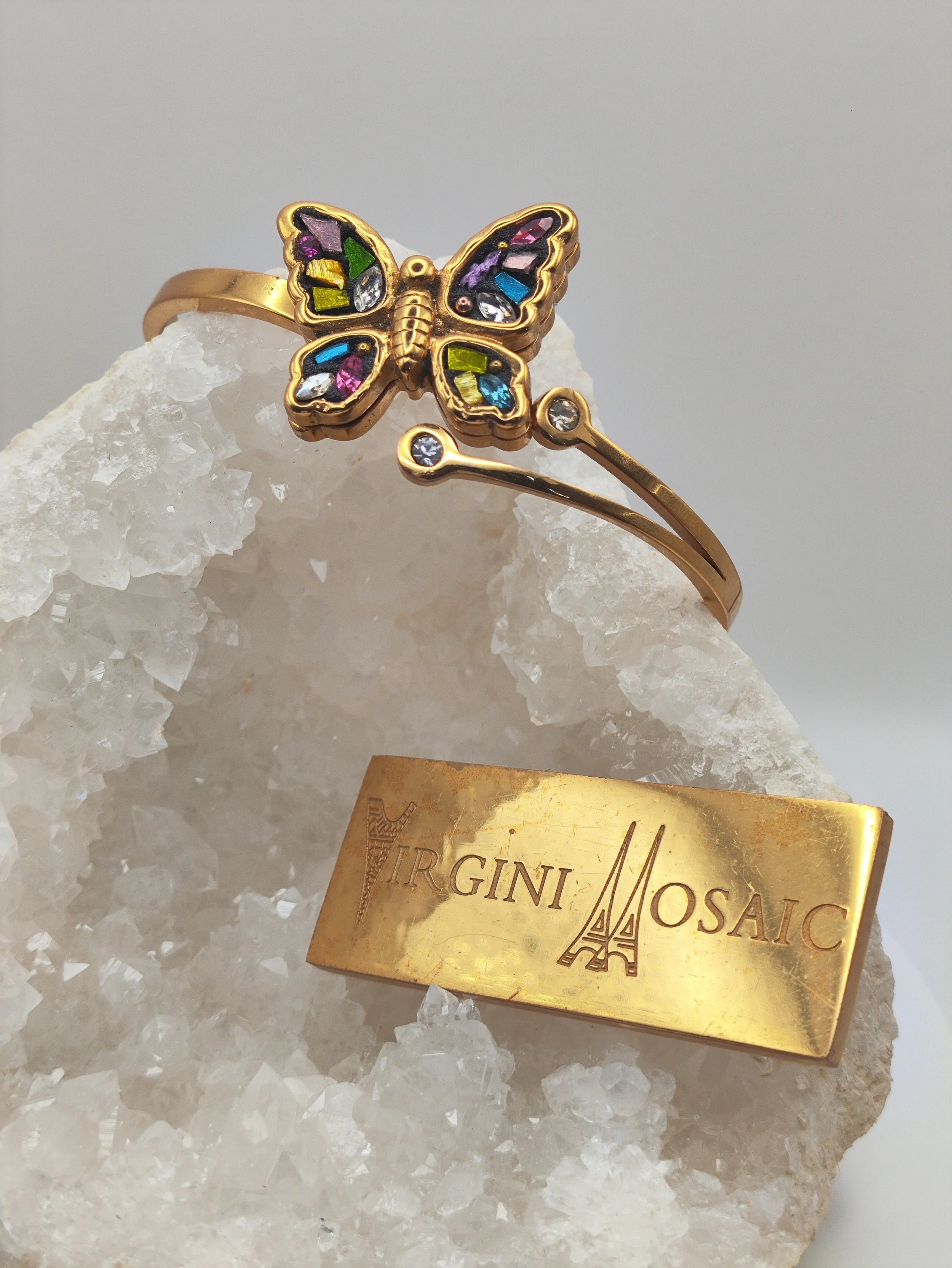 Bracelet papillon jonc or 18 k plaqué