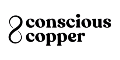 Logo with the words "conscious copper" in black text.