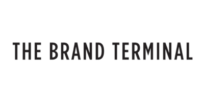 Logo for The Brand Terminal in black and white text.