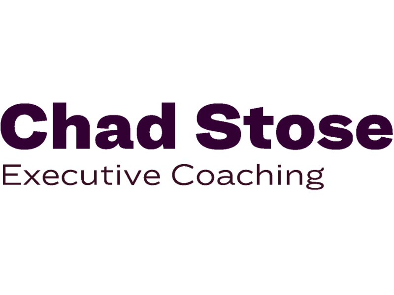 Chad Stose Executive Coaching logo with purple text on a white background.