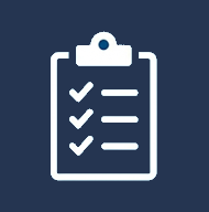 Icon eines Checklisten-Formulars auf blauem Hintergrund