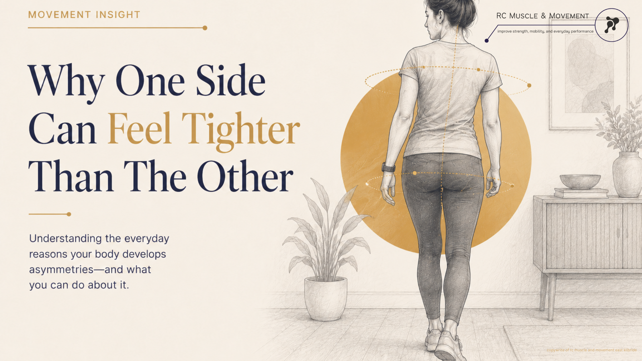 educational illustration showing the asymmetry of muscle tightness in the body