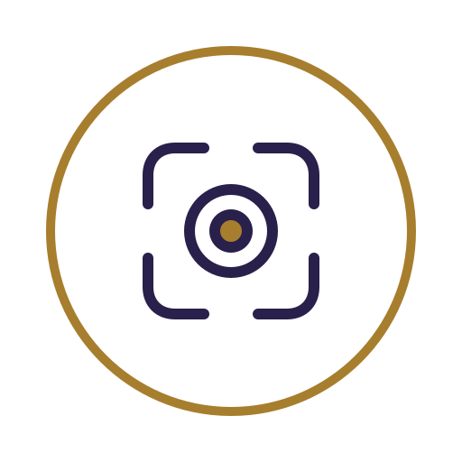 icon of lens to represent focus