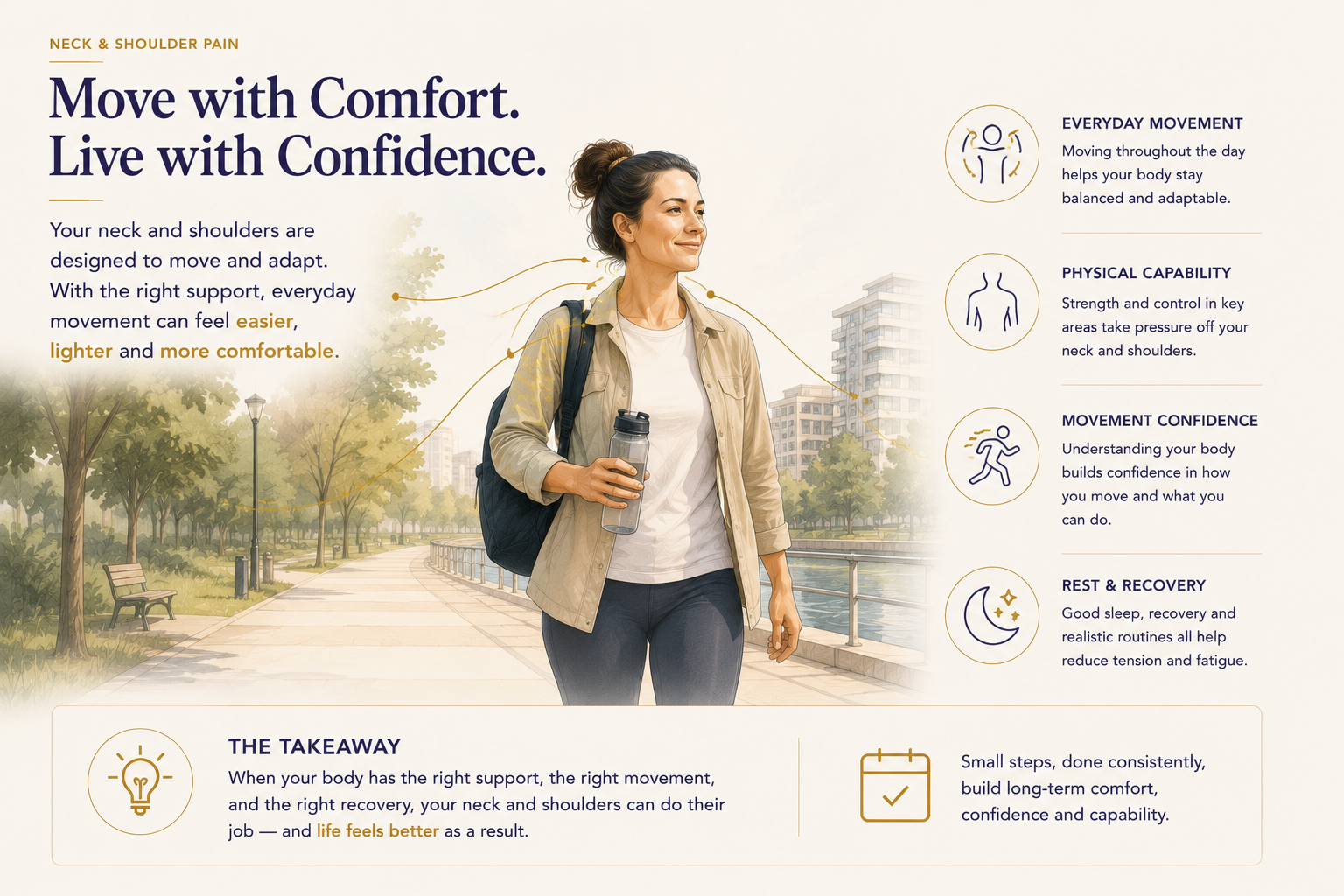 image showing happy woman having relief from neck and shoulder pain