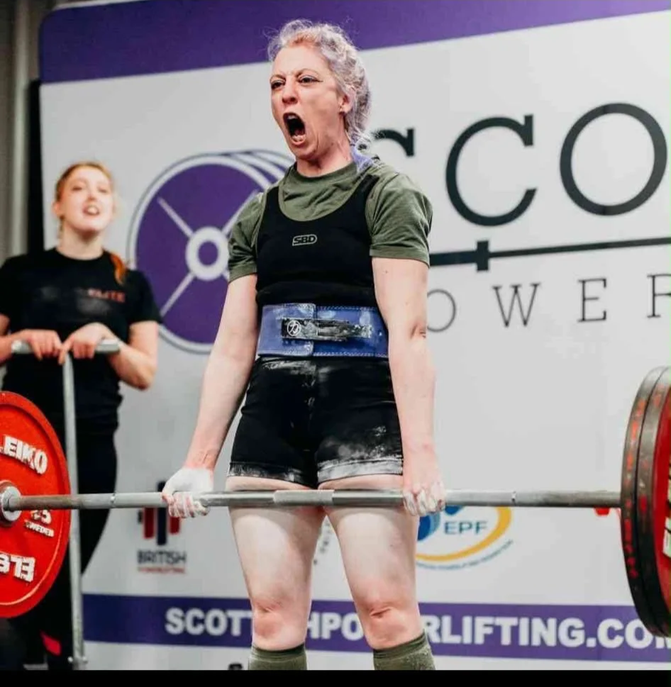 Paula competing at Scottish Powerlifting Classics Championship