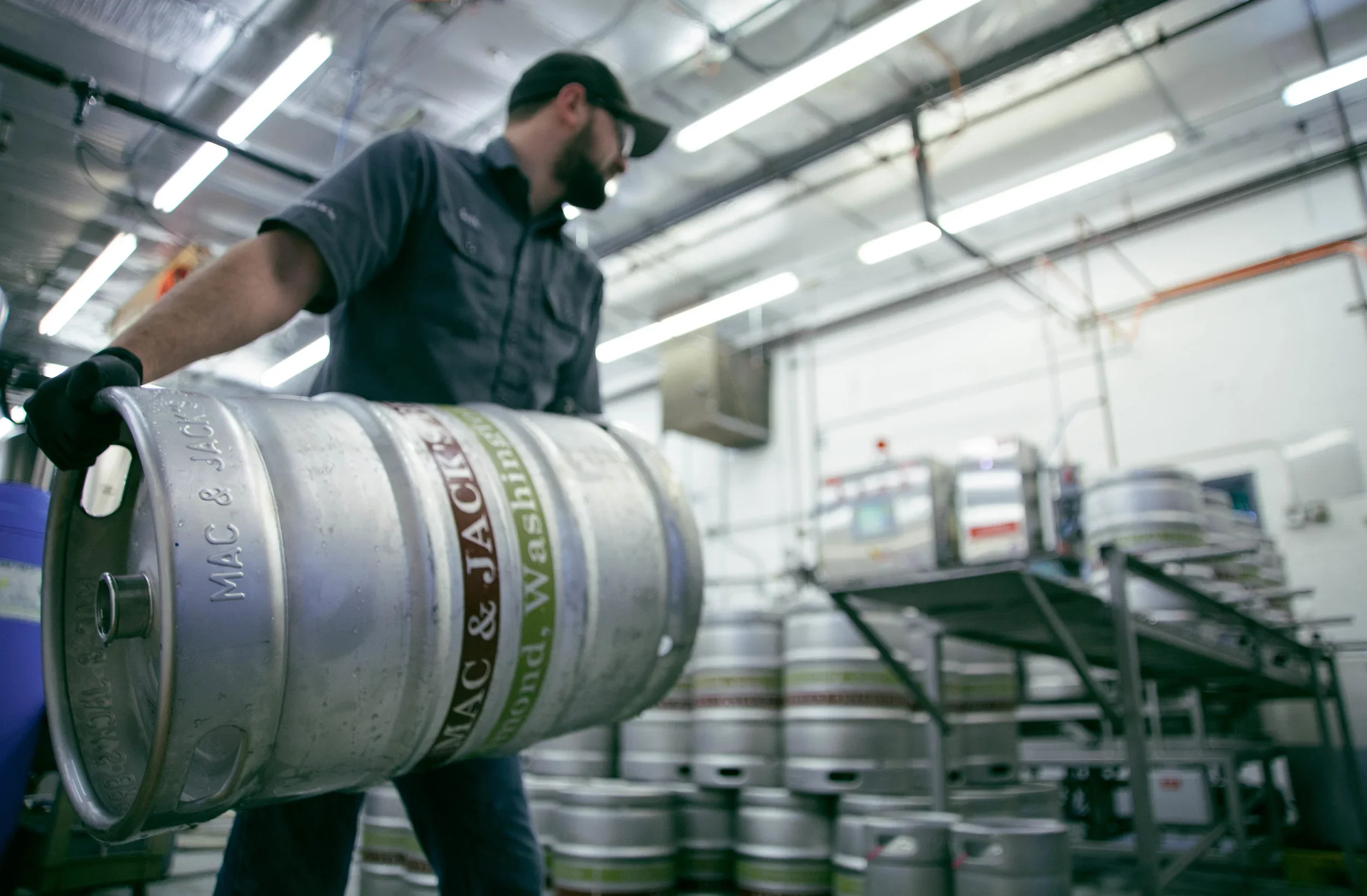 Mac & Jack's beers being kegged
