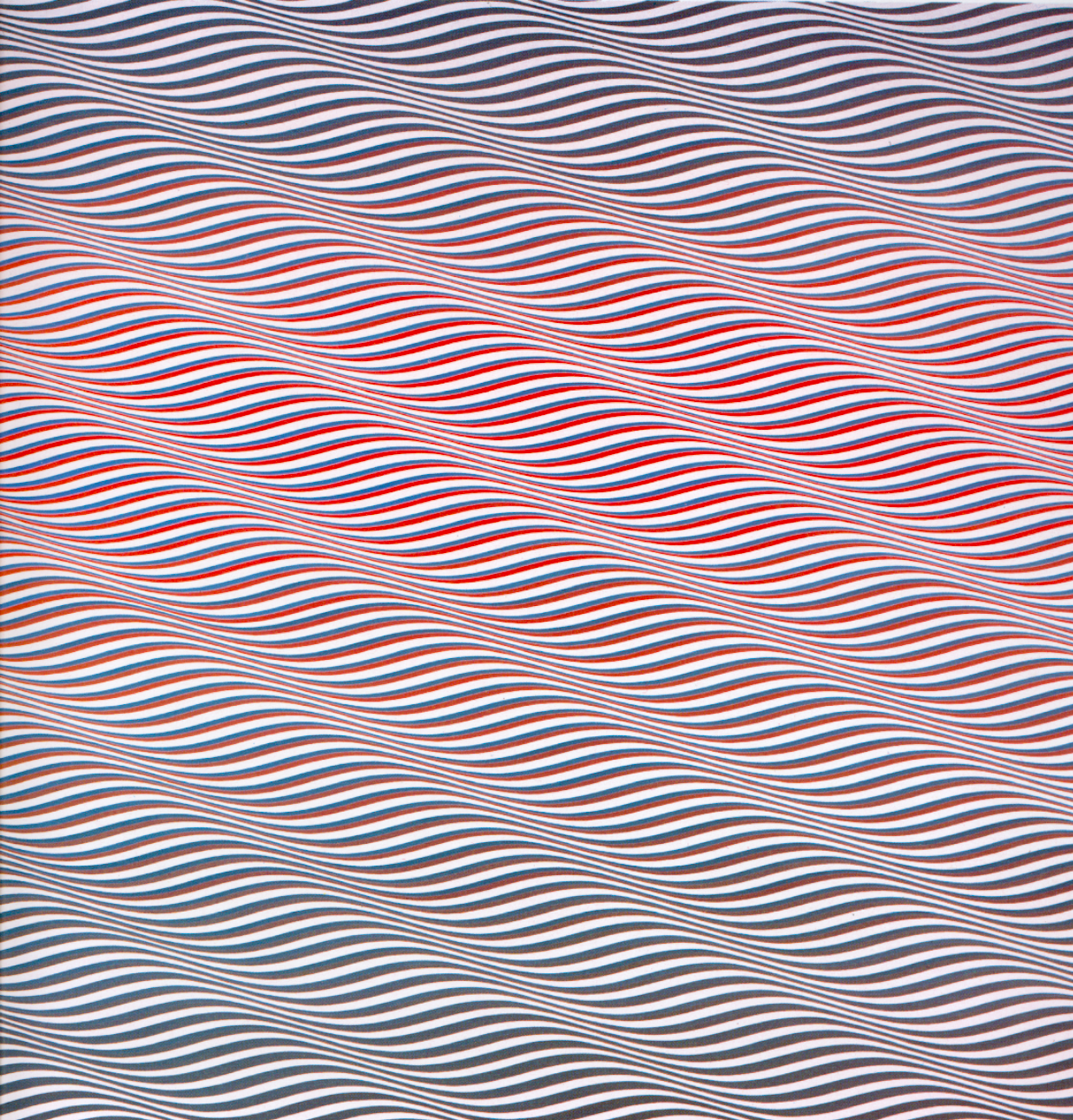 Bridget Riley, “Cataract 3.” 
1967, PVA on canvas. 87″ x 87-3/4″.