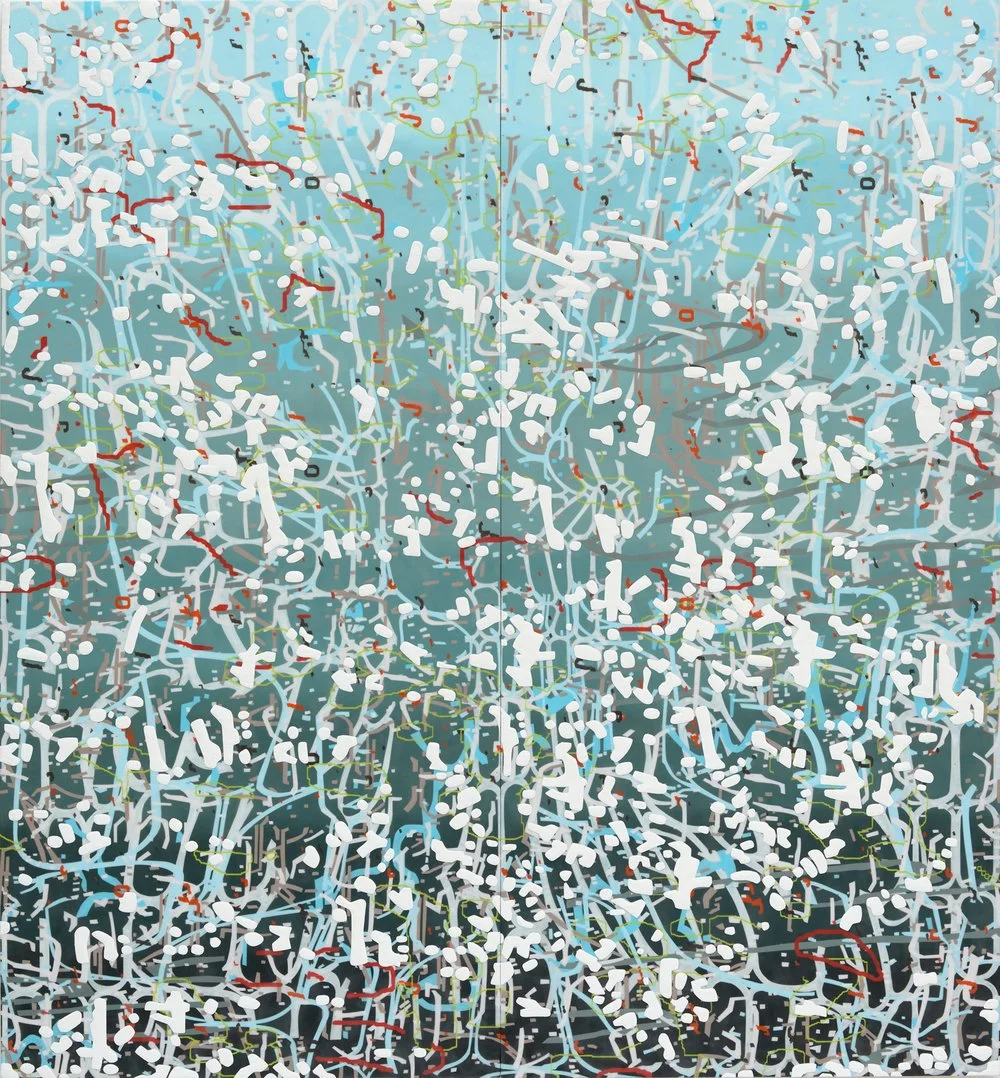 Variation (blue), 2014
Oil and encaustic on two panels
78″ x 72″ x 2″
