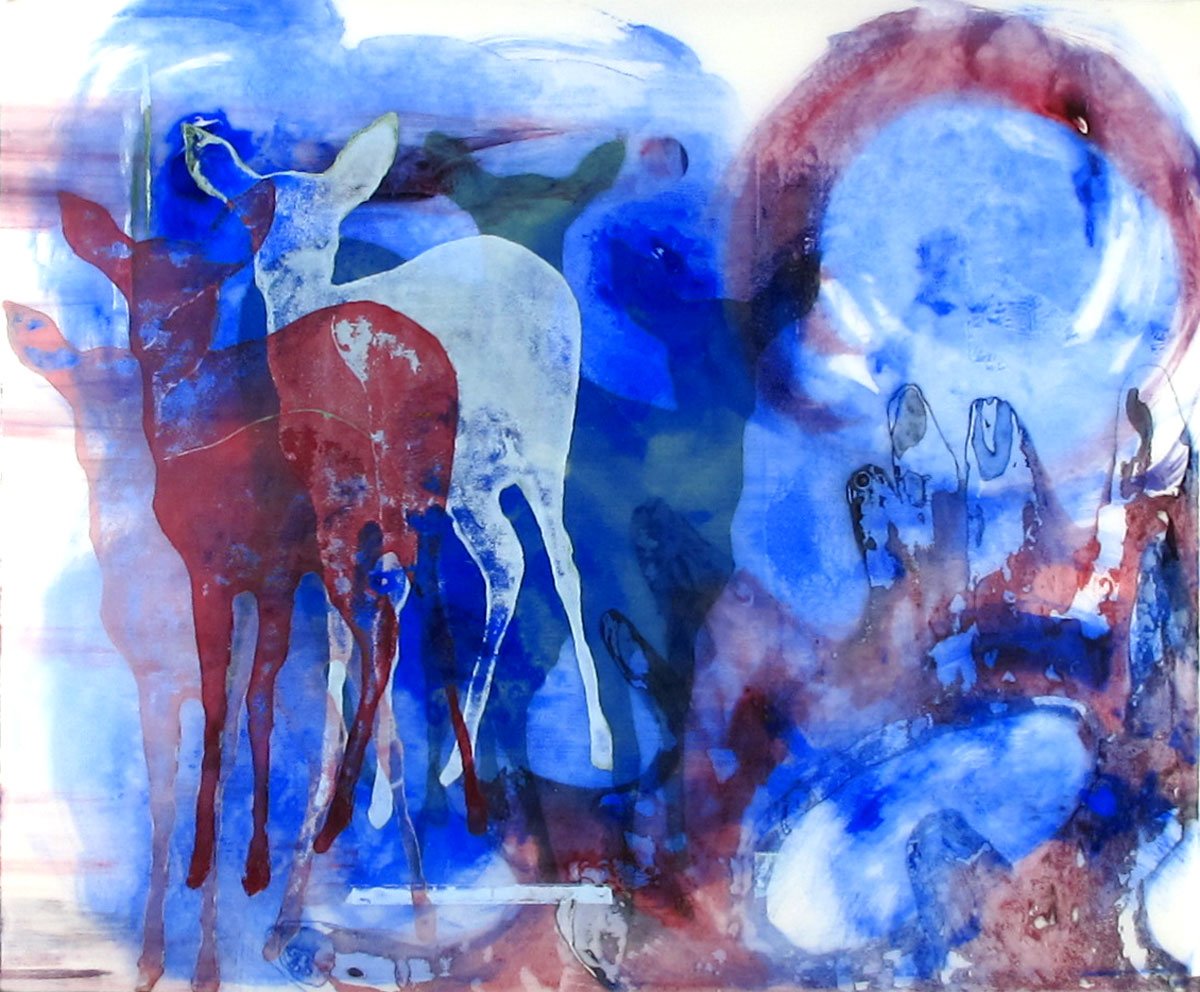 Ocean Deer 8
2013
Screenprint with watercolor pigment on drafting film
14 x 17 inches