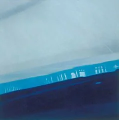 Reflections: on Crossing V. 
2004, oil on canvas. 36 x 36 inches.