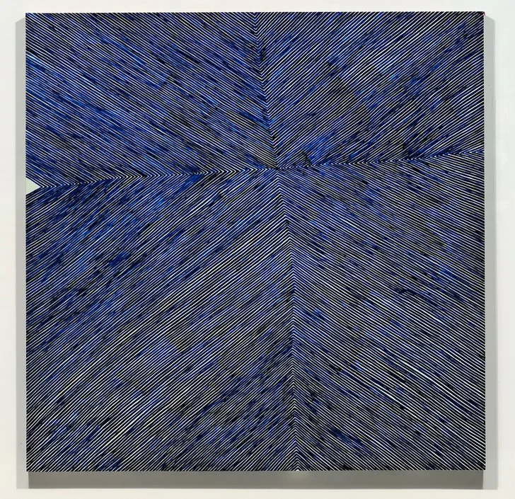 SF Radiation. 
2013, acrylic and phosphorescent acrylic on panel. 36″ x 36″ x 2″.