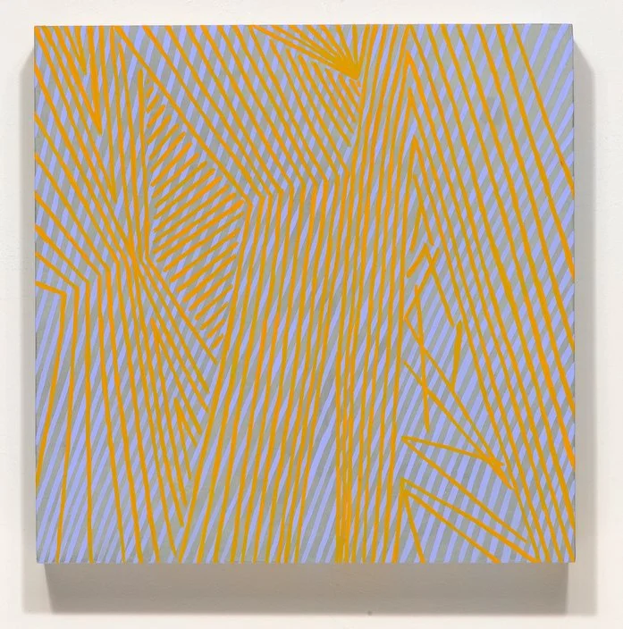 RF Arrows. 
2013, acrylic and phosphorescent acrylic on panel. 12″ x 12″ x 2″.
