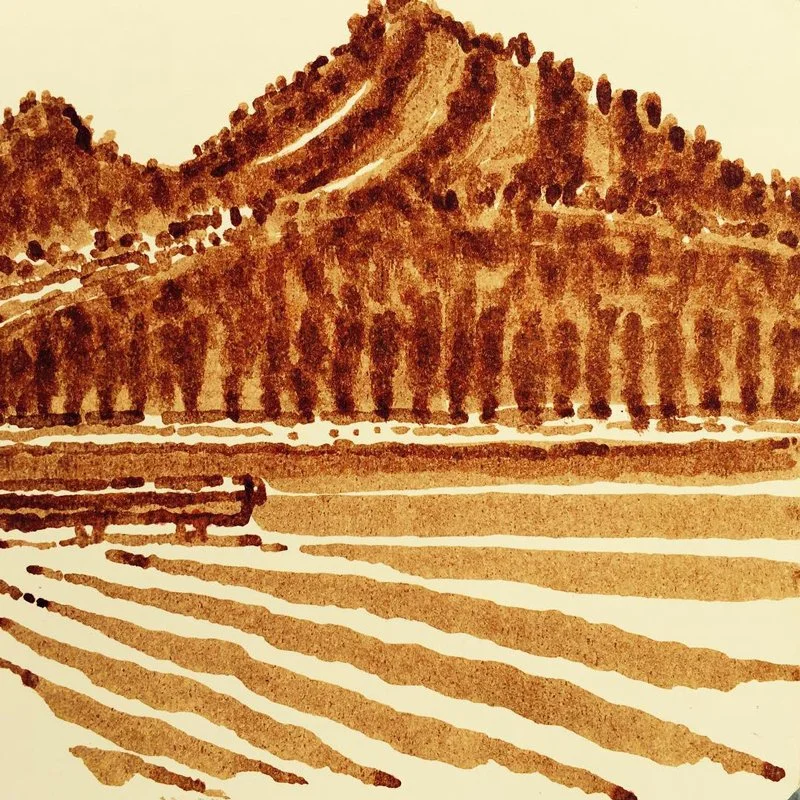 Lake Odell at Shelter Cove, 2015
Ink drawing, detail from sketchbook
Original: 5 x 3 inches