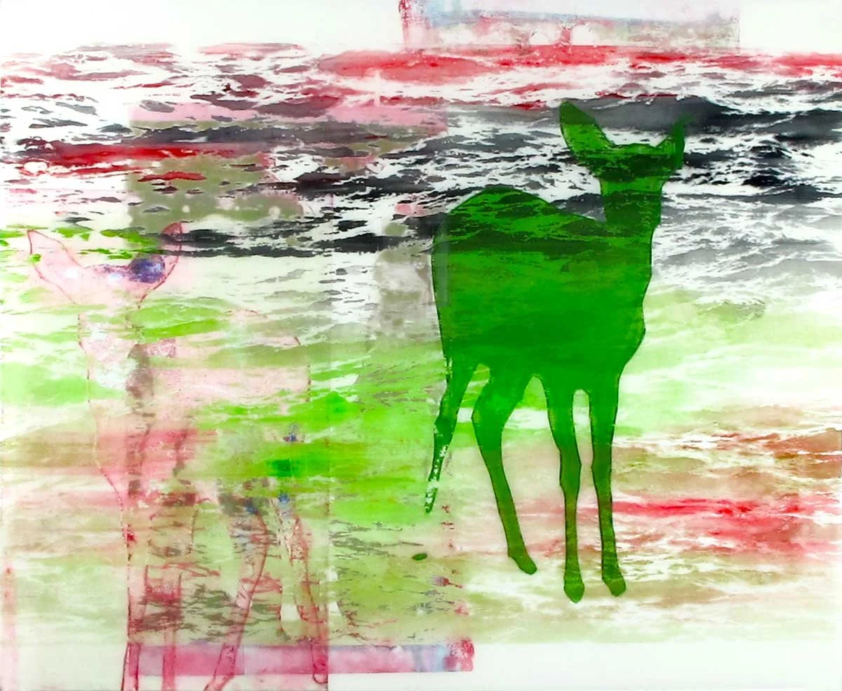Ocean Deer 2
2013
Screenprint with watercolor pigment on drafting film
14 x 17 inches