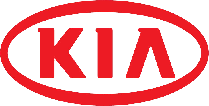 Kia logo in red with black background