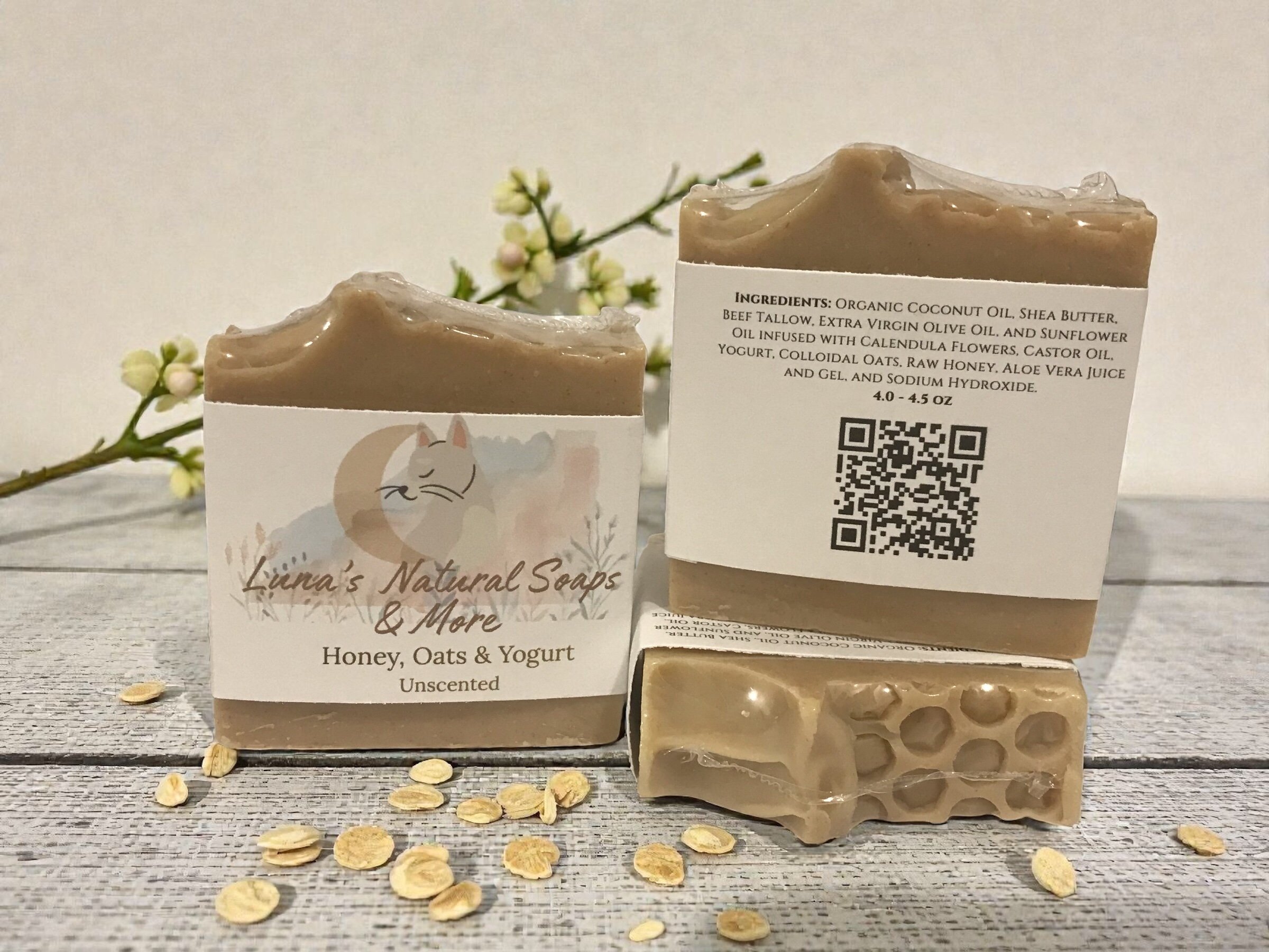Unscented Honey, Oats and Yogurt Soap