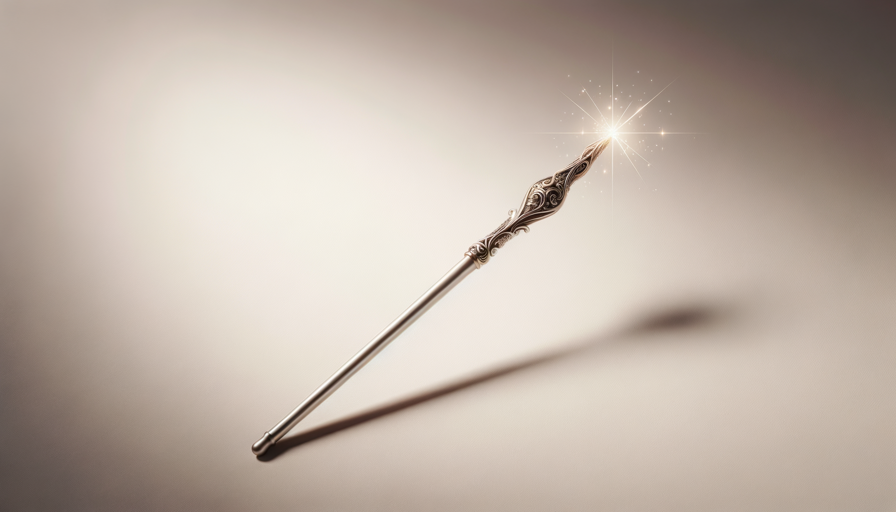 A decorative wand with an ornate handle, emitting a bright spark at the tip.