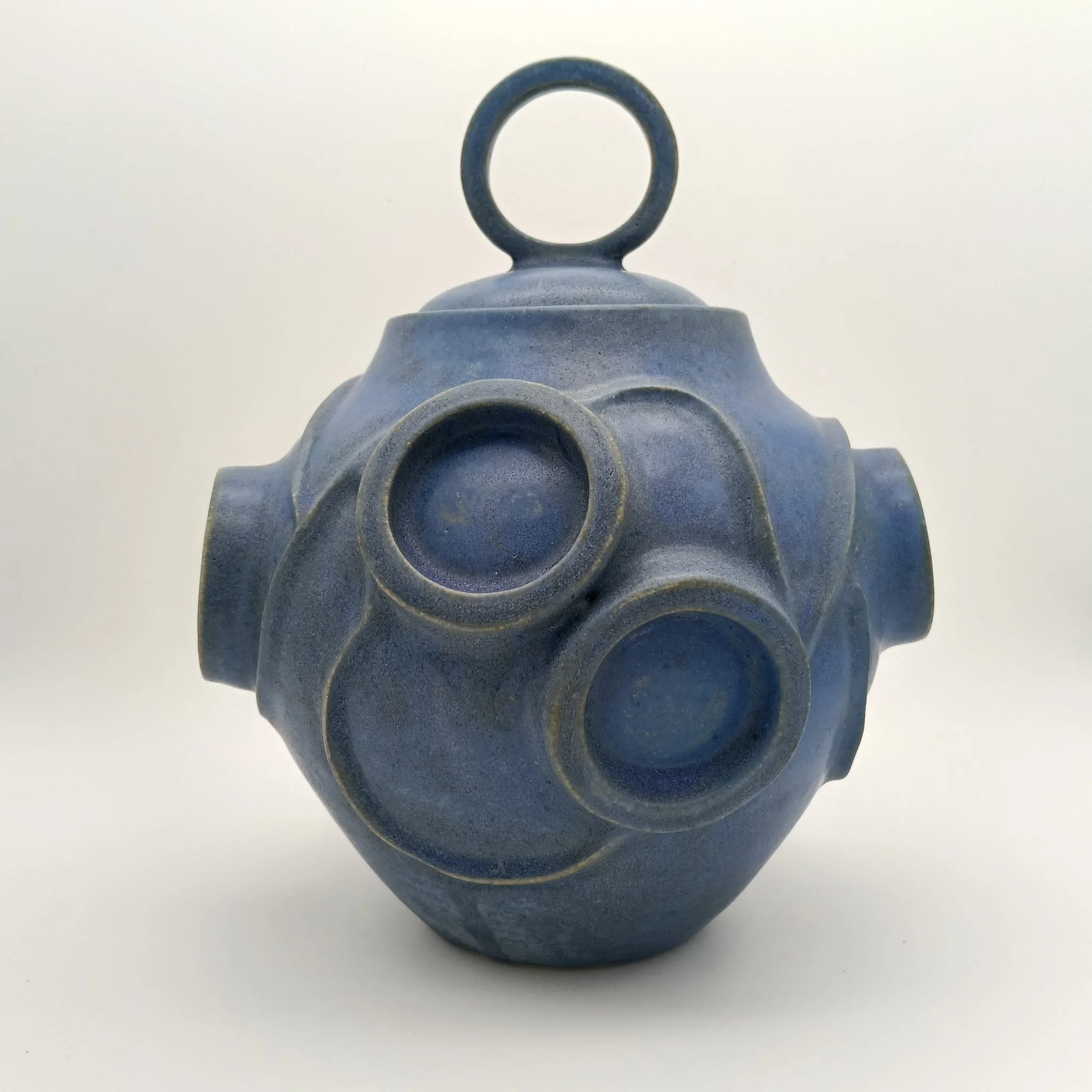 Blue Loop Jar. Stoneware.  Height: 21 cm