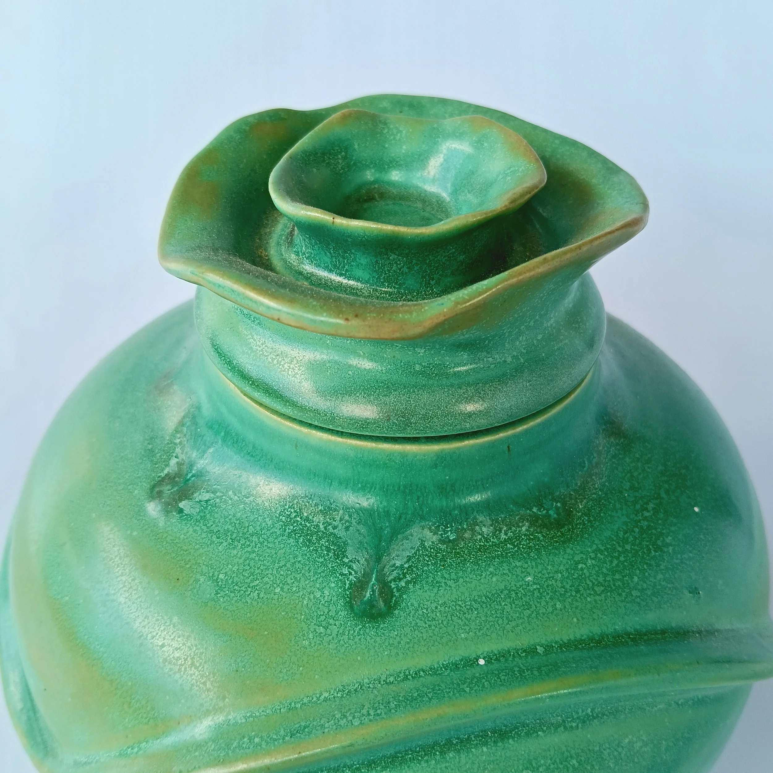 Green Flower Jar, 2025. Stoneware. Height: 13 cm