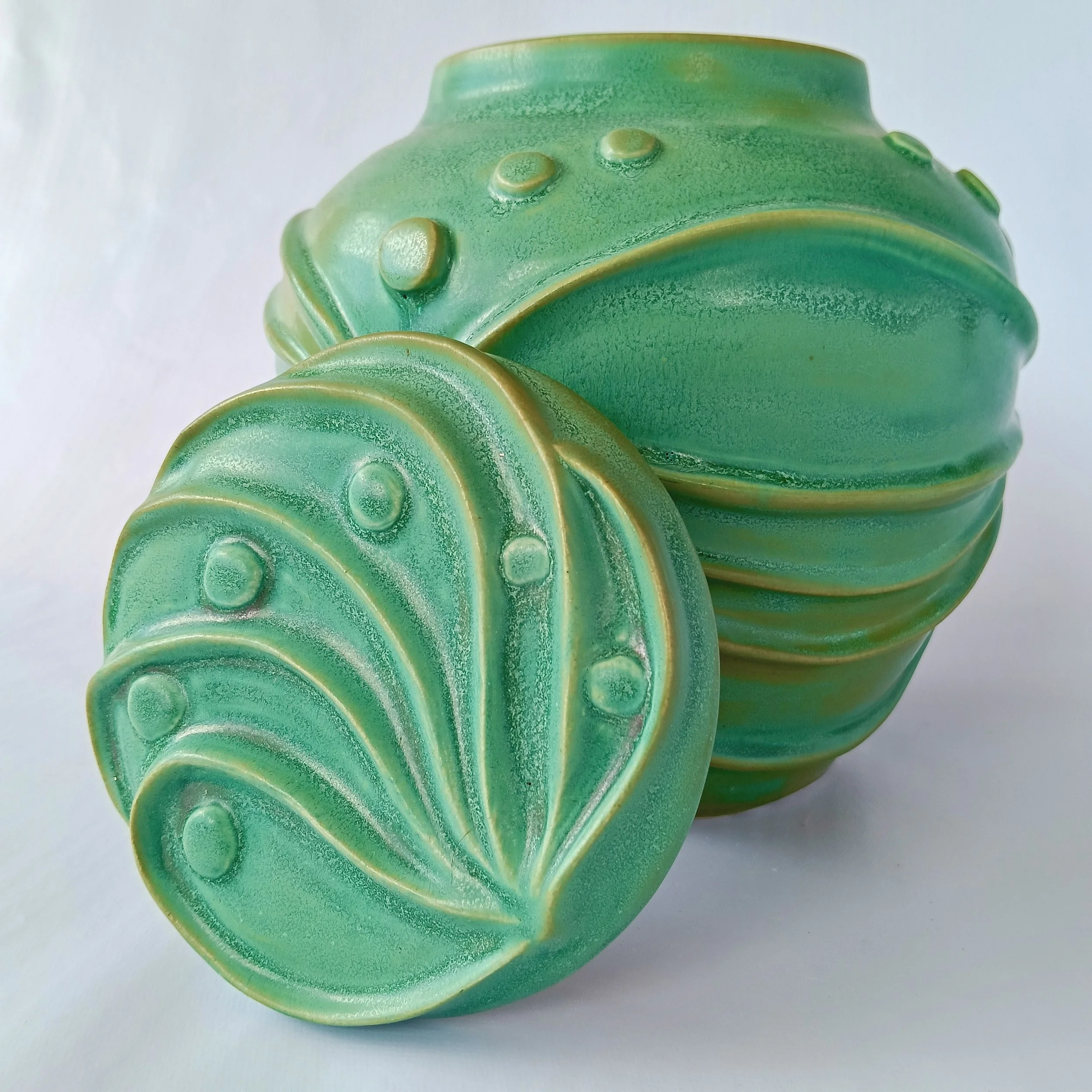 Green Shell Jar, 2025.  Stoneware. Height: 19 cm