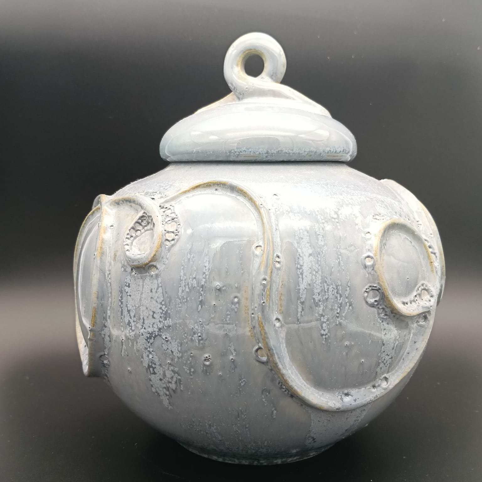 Blue Beached Curlicue Jar, 2025. Stoneware. Height: 22 cm