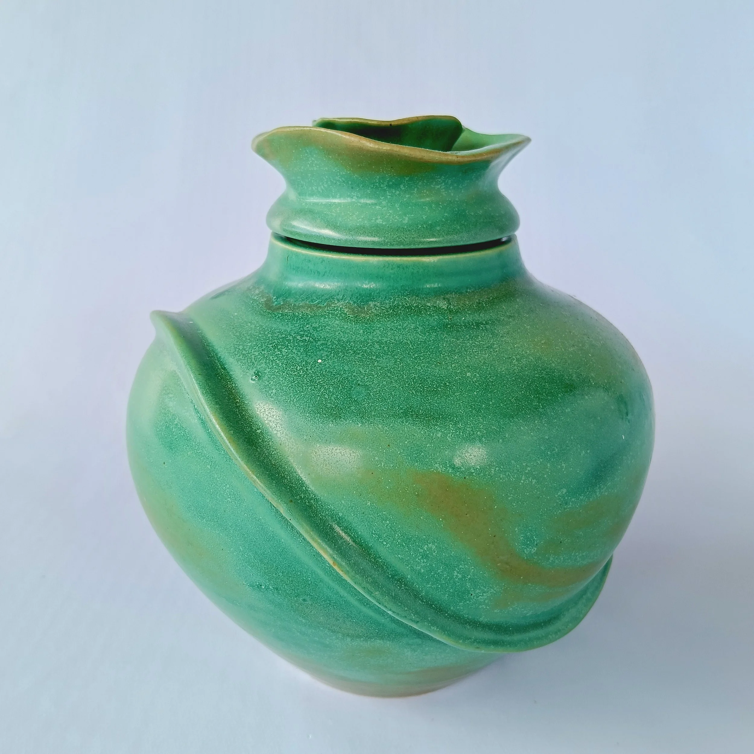 Green Flower Jar, 2025. Stoneware. Height: 13 cm
