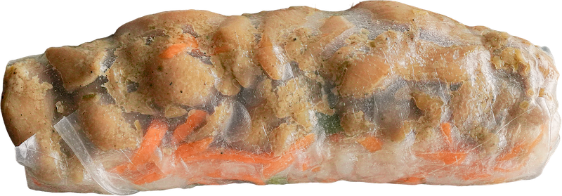 Close-up of Lemongrass Pork Banh Mi Boy summer roll.