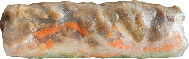 Close-up of Lemongrass Chicken Banh Mi Boy summer roll.